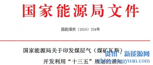 关于印发煤层气（煤矿瓦斯）开发利用“十三五”规划的通知